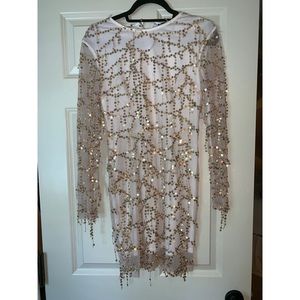 White sequin mini dress